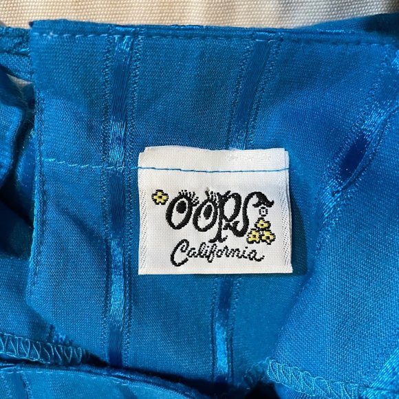 80s Vintage Oops California Blue Striped Knit Short Sleeve Bateau Neck Dress M - Picture 5 of 5